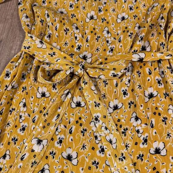 Natura Yellow Floral Boho Maxi Dress XS Tribal Border Hem - Picture 11 of 12